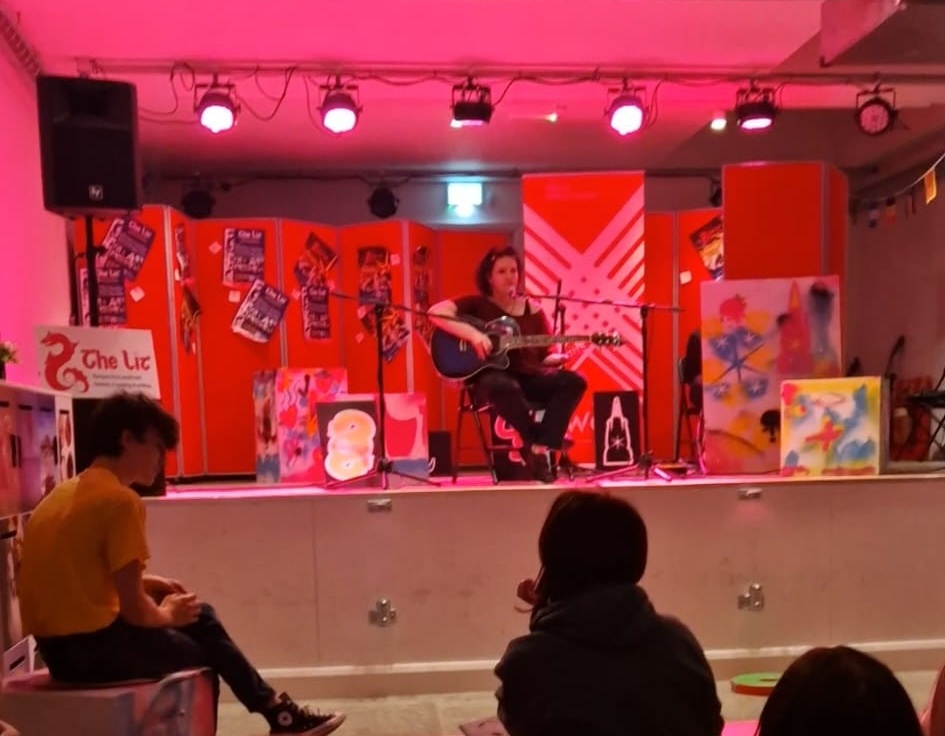 Maeve performing at Lit Festival, Waterford
